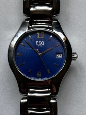 ESQ Swiss Stainless Steel Watch with Blue Dial